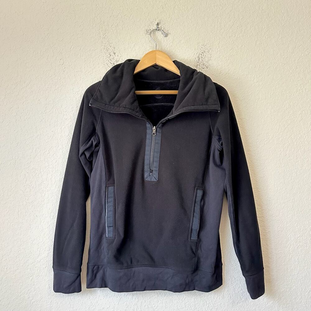 LULULEMON Post Chaturanga Pullover Black Fleece Funnel Neck Sweatshirt